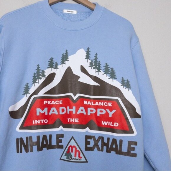 NEW [SET] Madhappy Winter Outdoors Crewneck Sweatpants M Bluejay Inhale Exhale - Picture 4 of 16